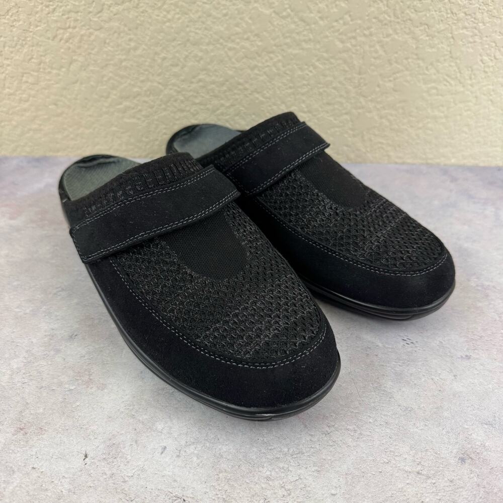OrthoFeet Shoes Womens 8 B 736 Black Mesh Orthopedic Slip On Clog Mule
